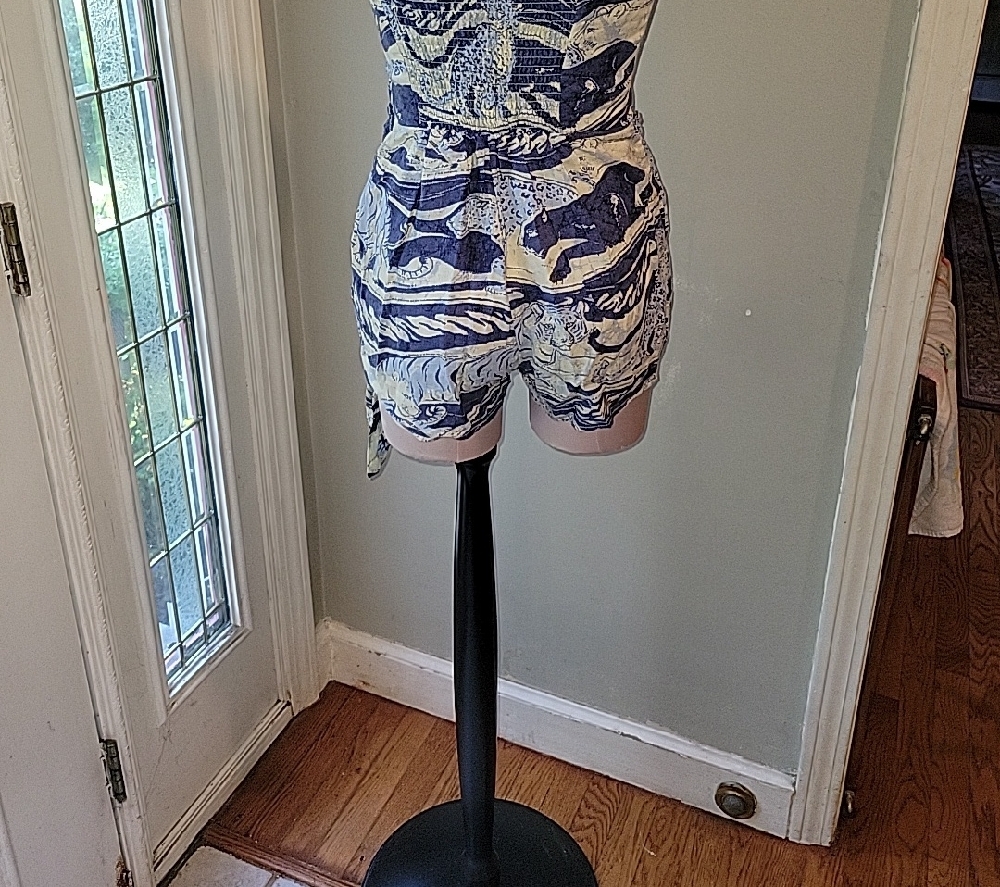 Kimchi Blue Strapless Top in Blue and Cream - Picture 3 of 10